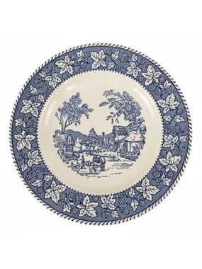 Vintage Homer Laughlin Shakespeare Country Dinner Plate Blue White Ironstone